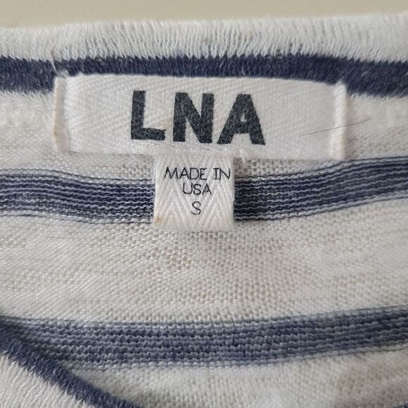 LNA Iles Navy Stripe Distressed Crewneck Short-sleeve Pullover Top - Picture 6 of 16